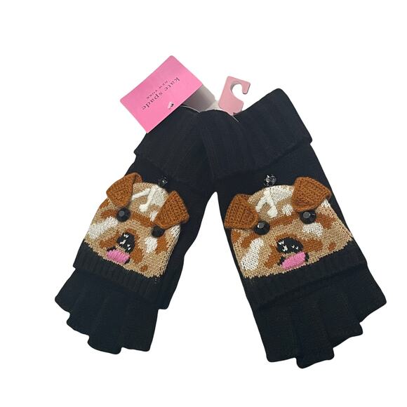 Kate Spade Terrier Dog Pop Top Gloves Mittens New - Picture 1 of 3